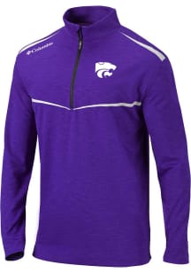 Columbia K-State Wildcats Mens Purple Scorecard Long Sleeve Qtr Zip Pullover