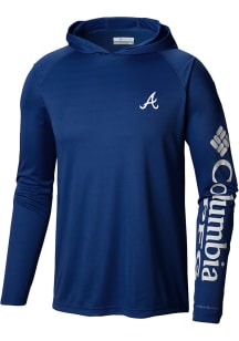 Columbia Atlanta Braves Mens Navy Blue Heat Seal Terminal Tackle Long Sleeve Lightweight Hoodie