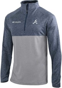 Columbia Atlanta Braves Mens Navy Blue Heat Seal Omni-Wick Rockin It Long Sleeve Qtr Zip Pullover