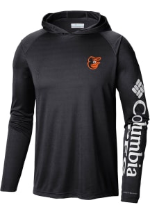 Columbia Baltimore Orioles Mens Black Heat Seal Terminal Tackle Long Sleeve Lightweight Hoodie