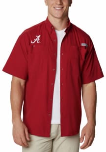 Columbia Alabama Crimson Tide Mens Crimson Tamiami Short Sleeve Dress Shirt