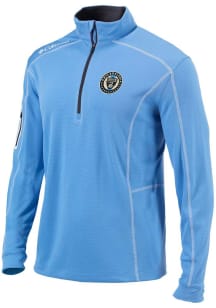Columbia Philadelphia Union Mens Light Blue Shotgun Edition Long Sleeve Qtr Zip Pullover