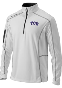Columbia TCU Horned Frogs Mens White Shotgun Long Sleeve Qtr Zip Pullover