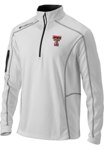 Columbia Texas Tech Red Raiders Mens White Shotgun Long Sleeve Qtr Zip Pullover