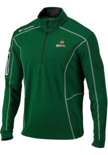 Columbia Wright State Raiders Mens Green Shotgun Long Sleeve Qtr Zip Pullover