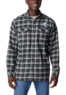 Columbia Michigan State Spartans Mens Green Flare Gun Flannel Long Sleeve Dress Shirt