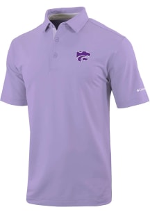 Columbia K-State Wildcats Mens Lavender Even Lie Power Cat Short Sleeve Polo