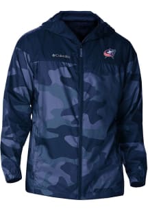 Columbia Columbus Blue Jackets Mens Navy Blue Heat Seal Camo Flash Challenger Light Weight Jacket