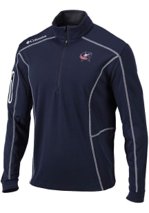Columbia Columbus Blue Jackets Mens Navy Blue Heat Seal Omni Wick Shotgun Long Sleeve Qtr Zip Pull..