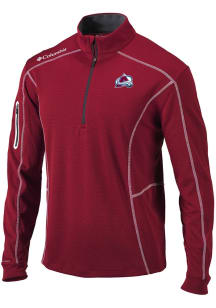 Columbia Colorado Avalanche Mens Red Heat Seal Omni Wick Shotgun Long Sleeve Qtr Zip Pullover