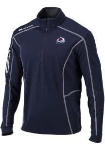 Columbia Colorado Avalanche Mens Navy Blue Heat Seal Omni Wick Shotgun Long Sleeve Qtr Zip Pullove..