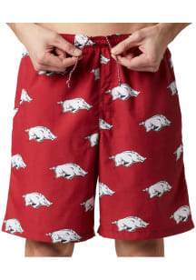 Columbia Arkansas Razorbacks Mens Cardinal Backcast All Over Print Shorts