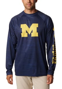 Columbia Michigan Wolverines Navy Blue Heathered Terminal Tackle Long Sleeve T-Shirt