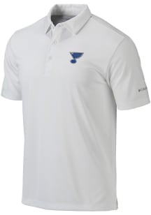 Columbia St Louis Blues Mens White Heat Seal Omni Wick Drive Short Sleeve Polo