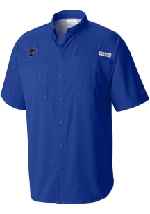 Columbia St Louis Blues Mens Blue Heat Seal Tamiami Short Sleeve Dress Shirt