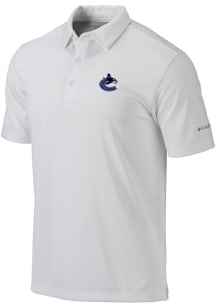 Columbia Vancouver Canucks Mens White Heat Seal Omni Wick Drive Short Sleeve Polo