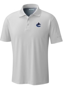 Columbia Vancouver Canucks Mens White Heat Seal Low Drag Offshore Polo Short Sleeve Polo
