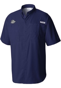 Columbia Vancouver Canucks Mens Navy Blue Heat Seal Tamiami Short Sleeve Dress Shirt