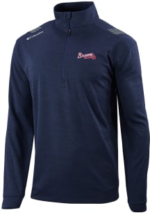 Columbia Atlanta Braves Mens Navy Blue Heat Seal Oakland Downs Long Sleeve Qtr Zip Pullover