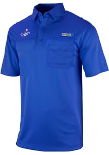 Columbia Los Angeles Dodgers Mens Blue Heat Seal Omni Wick Flycaster Short Sleeve Polo