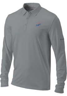 Columbia Los Angeles Dodgers Mens Grey Heat Seal Omni Wick Pin High Long Sleeve Polo Shirt