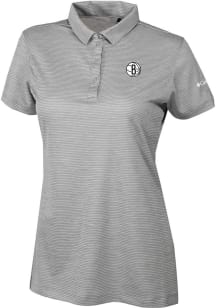 Columbia Brooklyn Nets Womens Grey Heat Seal Set II Short Sleeve Polo Shirt