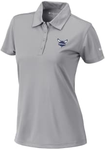 Columbia Charlotte Hornets Womens Grey Heat Seal Birdie Polo Short Sleeve Polo Shirt