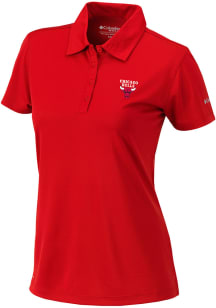 Columbia Chicago Bulls Womens Red Heat Seal Birdie Polo Short Sleeve Polo Shirt