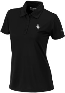 Columbia Houston Rockets Womens Black Heat Seal Birdie Polo Short Sleeve Polo Shirt