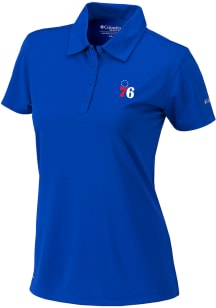 Columbia Philadelphia 76ers Womens Blue Heat Seal Birdie Polo Short Sleeve Polo Shirt