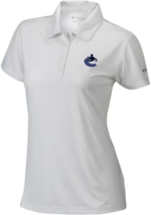 Columbia Vancouver Canucks Womens White Heat Seal Birdie Polo Short Sleeve Polo Shirt