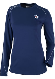 Columbia Winnipeg Jets Womens Navy Blue Heat Seal Omni Wick Shot Gun Long Sleeve T-Shirt