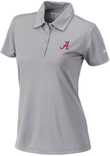 Columbia Alabama Crimson Tide Womens Grey Heat Seal Birdie Polo Short Sleeve Polo Shirt