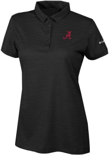 Columbia Alabama Crimson Tide Womens Black Heat Seal Set II Short Sleeve Polo Shirt