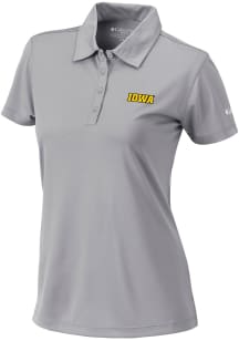 Columbia Iowa Hawkeyes Womens Grey Heat Seal Birdie Polo Short Sleeve Polo Shirt