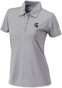 Columbia Michigan State Spartans Womens Grey Heat Seal Birdie Polo Short Sleeve Polo Shirt