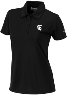 Columbia Michigan State Spartans Womens Black Heat Seal Birdie Polo Short Sleeve Polo Shirt