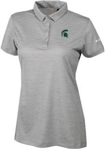 Columbia Michigan State Spartans Womens Grey Heat Seal Set II Short Sleeve Polo Shirt