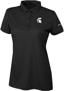 Columbia Michigan State Spartans Womens Black Heat Seal Set II Short Sleeve Polo Shirt