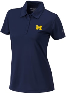 Columbia Michigan Wolverines Womens Blue Heat Seal Birdie Polo Short Sleeve Polo Shirt