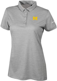 Columbia Michigan Wolverines Womens Grey Heat Seal Set II Short Sleeve Polo Shirt