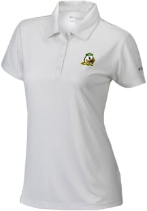 Columbia Oregon Ducks Womens White Heat Seal Birdie Polo Short Sleeve Polo Shirt