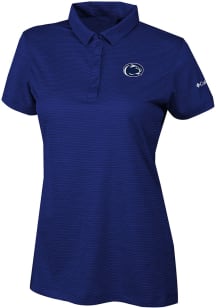 Columbia Penn State Nittany Lions Womens Navy Blue Heat Seal Set II Short Sleeve Polo Shirt