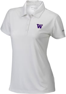 Columbia Washington Huskies Womens White Heat Seal Birdie Polo Short Sleeve Polo Shirt