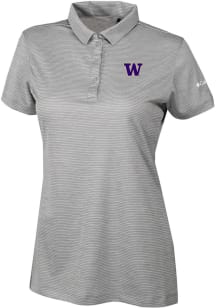 Columbia Washington Huskies Womens Grey Heat Seal Set II Short Sleeve Polo Shirt