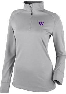 Columbia Washington Huskies Womens Grey Heat Seal Omni Wick Shotgun 2.0 Qtr Zip