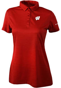 Columbia Wisconsin Badgers Womens Red Heat Seal Set II Short Sleeve Polo Shirt