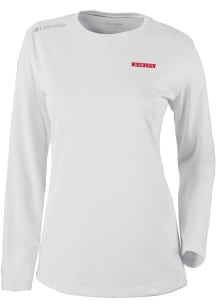 Columbia Wisconsin Badgers Womens White Heat Seal Omni Wick Shot Gun Long Sleeve T-Shirt