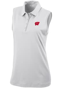 Columbia Wisconsin Badgers Womens White Heat Seal Tend the Ball Tank Top