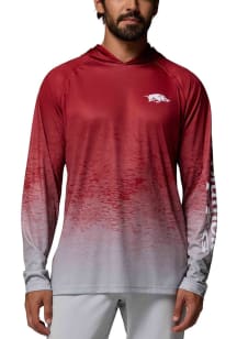 Columbia Arkansas Razorbacks Mens Cardinal Rippled Print Super Terminal Hood